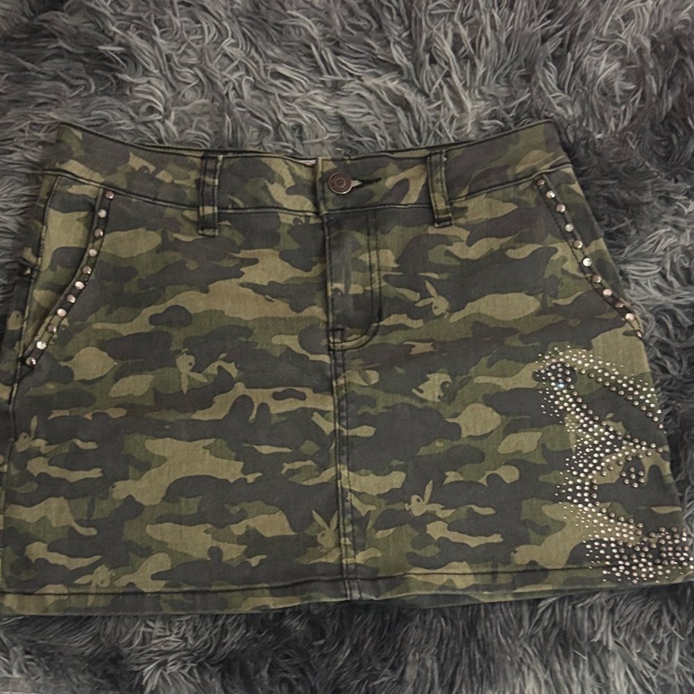 Playboy Bunny Camouflage Mini Skirt with Studded Accents